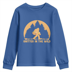 Knitting Bigfoot In The Wild Funny Gift Youth Sweatshirt TS12 Royal Blue Print Your Wear