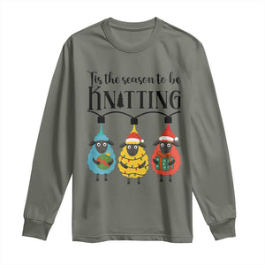 Tis The Season To Be Knitting Long Sleeve Shirt Christmas Gift TS12 Military Green Print Your Wear