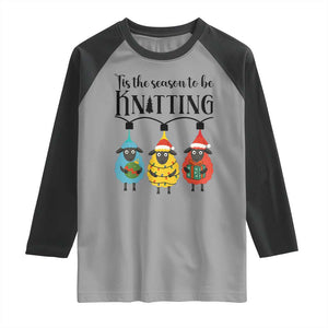 Tis The Season To Be Knitting Raglan Shirt Christmas Gift TS12 Sport Gray Black Print Your Wear