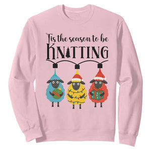 Tis The Season To Be Knitting Sweatshirt Christmas Gift TS12 Light Pink Print Your Wear