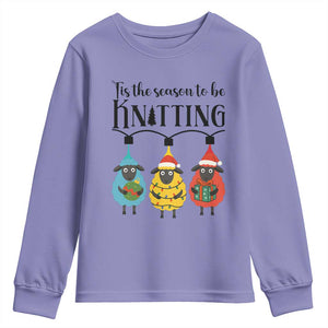 Tis The Season To Be Knitting Youth Sweatshirt Christmas Gift TS12 Violet Print Your Wear