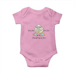 Its Fine I am Fine Everything Is Fine Baby Onesie Funny Sheep Yarn Chaos TS12 Light Pink Print Your Wear