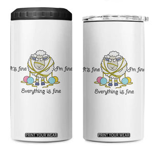 Its Fine I am Fine Everything Is Fine 4 in 1 Can Cooler Tumbler Funny Sheep Yarn Chaos TS12 One Size: 16 oz White Print Your Wear