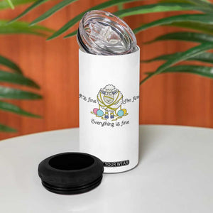 Its Fine I am Fine Everything Is Fine 4 in 1 Can Cooler Tumbler Funny Sheep Yarn Chaos TS12 Print Your Wear