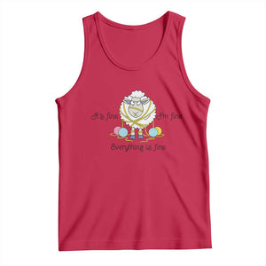 Its Fine I am Fine Everything Is Fine Tank Top Funny Sheep Yarn Chaos TS12 Red Print Your Wear