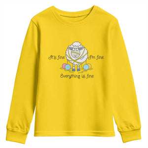 Its Fine I am Fine Everything Is Fine Youth Sweatshirt Funny Sheep Yarn Chaos TS12 Daisy Print Your Wear