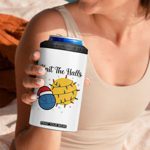 Knit The Halls 4 in 1 Can Cooler Tumbler Funny Knitters Christmas Gift TS12 Print Your Wear