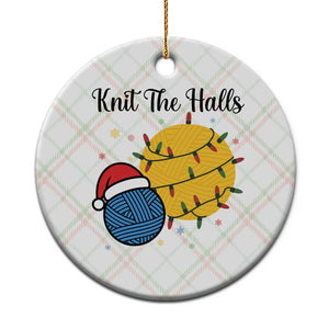 Knit The Halls Ceramic Ornament Funny Knitters Xmas Gift TS12 1pc Christmas Plaid Print Your Wear