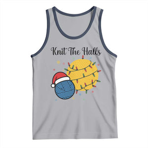 Knit The Halls Tank Top Funny Knitters Christmas Gift TS12 Athletic Heather Navy Print Your Wear