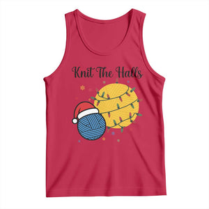 Knit The Halls Tank Top Funny Knitters Christmas Gift TS12 Red Print Your Wear