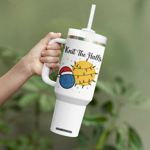 Knit The Halls Tumbler With Handle Funny Knitters Christmas Gift TS12 Print Your Wear