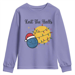 Knit The Halls Youth Sweatshirt Funny Knitters Christmas Gift TS12 Violet Print Your Wear