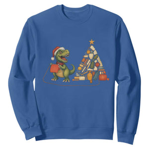 Christmas Dinosaur Knitting Sweatshirt Funny Yarn Tree Gift TS12 Royal Blue Print Your Wear
