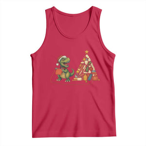 Christmas Dinosaur Knitting Tank Top Funny Yarn Tree Gift TS12 Red Print Your Wear