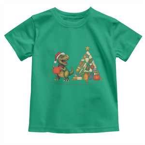 Christmas Dinosaur Knitting Toddler T Shirt Funny Yarn Tree Gift TS12 Irish Green Print Your Wear