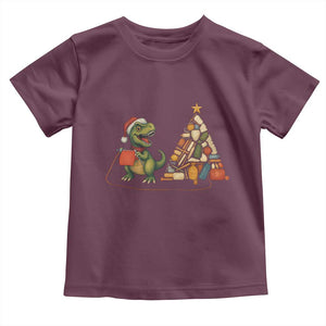 Christmas Dinosaur Knitting Toddler T Shirt Funny Yarn Tree Gift TS12 Maroon Print Your Wear