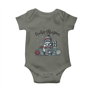 Crochet Christmas Baby Onesie Funny Snowman Crocheting Gift TS12 Military Green Print Your Wear