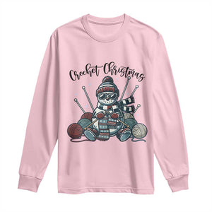 Crochet Christmas Long Sleeve Shirt Funny Snowman Crocheting Gift TS12 Light Pink Print Your Wear