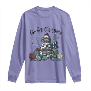Crochet Christmas Long Sleeve Shirt Funny Snowman Crocheting Gift TS12 Violet Print Your Wear
