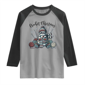 Crochet Christmas Raglan Shirt Funny Snowman Crocheting Gift TS12 Sport Gray Black Print Your Wear