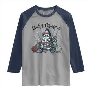 Crochet Christmas Raglan Shirt Funny Snowman Crocheting Gift TS12 Sport Gray Navy Print Your Wear