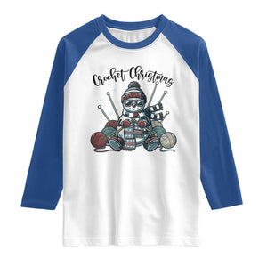 Crochet Christmas Raglan Shirt Funny Snowman Crocheting Gift TS12 White Royal Print Your Wear