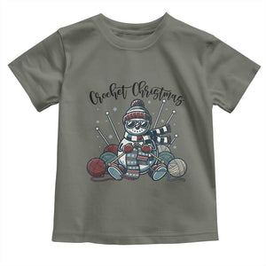 Crochet Christmas Toddler T Shirt Funny Snowman Crocheting Gift TS12 Military Green Print Your Wear