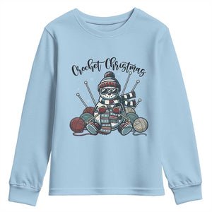 Crochet Christmas Youth Sweatshirt Funny Snowman Crocheting Gift TS12 Light Blue Print Your Wear