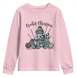 Crochet Christmas Youth Sweatshirt Funny Snowman Crocheting Gift TS12 Light Pink Print Your Wear