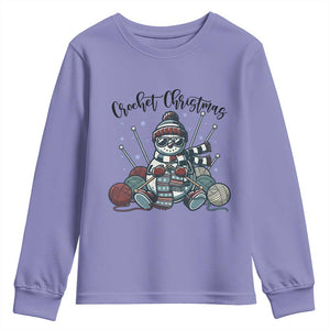 Crochet Christmas Youth Sweatshirt Funny Snowman Crocheting Gift TS12 Violet Print Your Wear