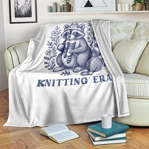 In My Feral Knitting Era Throw Blanket Raccoon Yarn Lover TS12 Print Your Wear