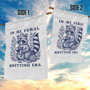 In My Feral Knitting Era Garden Flag Raccoon Yarn Lover TS12 Print Your Wear