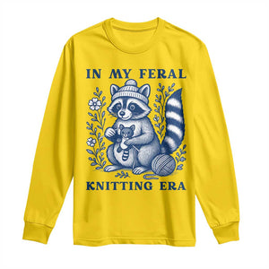 In My Feral Knitting Era Long Sleeve Shirt Raccoon Yarn Lover TS12 Daisy Print Your Wear
