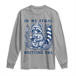 In My Feral Knitting Era Long Sleeve Shirt Raccoon Yarn Lover TS12 Sport Gray Print Your Wear
