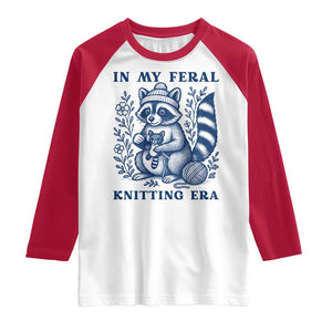 In My Feral Knitting Era Raglan Shirt Raccoon Yarn Lover TS12 White Red Print Your Wear