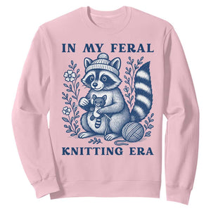 In My Feral Knitting Era Sweatshirt Raccoon Yarn Lover TS12 Light Pink Print Your Wear