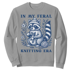 In My Feral Knitting Era Sweatshirt Raccoon Yarn Lover TS12 Sport Gray Print Your Wear