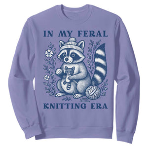 In My Feral Knitting Era Sweatshirt Raccoon Yarn Lover TS12 Violet Print Your Wear