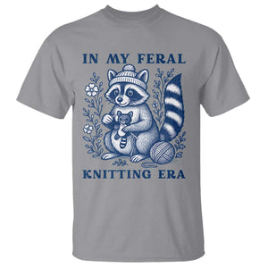 In My Feral Knitting Era T Shirt Raccoon Yarn Lover TS12 Sport Gray Print Your Wear