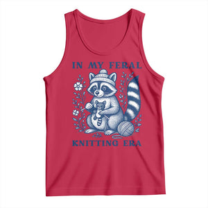 In My Feral Knitting Era Tank Top Raccoon Yarn Lover TS12 Red Print Your Wear
