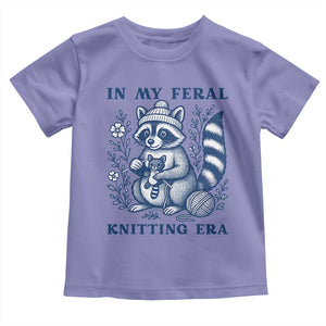 In My Feral Knitting Era Toddler T Shirt Raccoon Yarn Lover TS12 Violet Print Your Wear