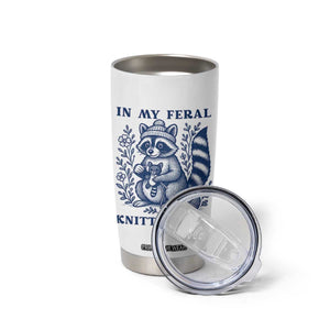 In My Feral Knitting Era Tumbler Cup Raccoon Yarn Lover TS12 Print Your Wear