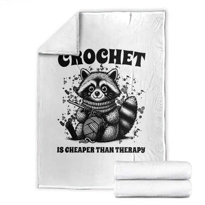 Crocheting Is Cheaper Than Therapy Throw Blanket Raccoon Yarn Lover TS12 White Print Your Wear