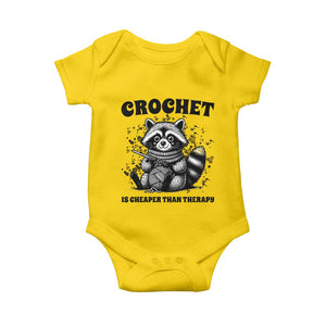 Crocheting Is Cheaper Than Therapy Baby Onesie Raccoon Yarn Lover TS12 Daisy Print Your Wear