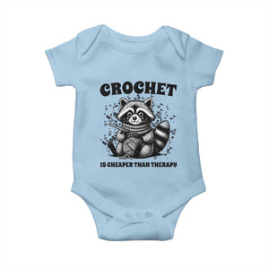 Crocheting Is Cheaper Than Therapy Baby Onesie Raccoon Yarn Lover TS12 Light Blue Print Your Wear
