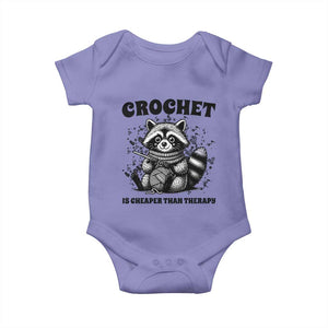 Crocheting Is Cheaper Than Therapy Baby Onesie Raccoon Yarn Lover TS12 Violet Print Your Wear