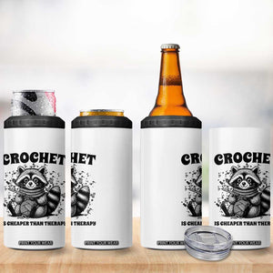Crocheting Is Cheaper Than Therapy 4 in 1 Can Cooler Tumbler Raccoon Yarn Lover TS12 Print Your Wear