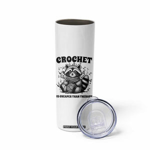 Crocheting Is Cheaper Than Therapy Skinny Tumbler Raccoon Yarn Lover TS12 Print Your Wear