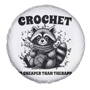 Crocheting Is Cheaper Than Therapy Spare Tire Cover Raccoon Yarn Lover TS12 Print Your Wear