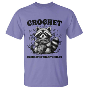 Crocheting Is Cheaper Than Therapy T Shirt Raccoon Yarn Lover TS12 Violet Print Your Wear